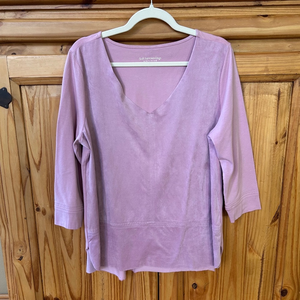 Soft Surroundings Top‎ Lilac Soft Suede Feel Front Women's Size Large